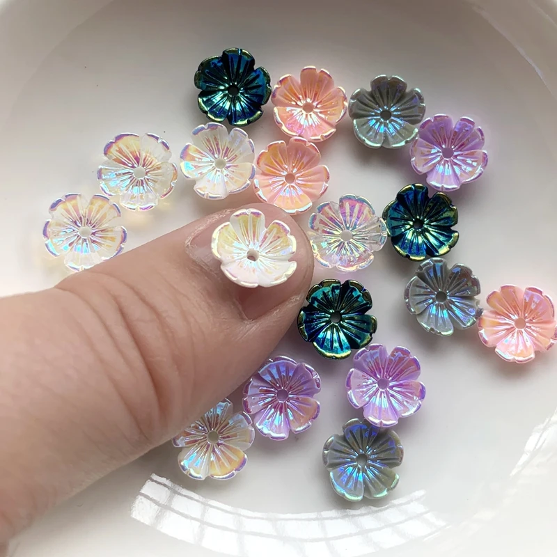 DIY 50pcs 10mm Flat Back Resin Flower Scrapbook 3D Resin DIY jewelry Fine Decoration Wedding Crafts-HR34