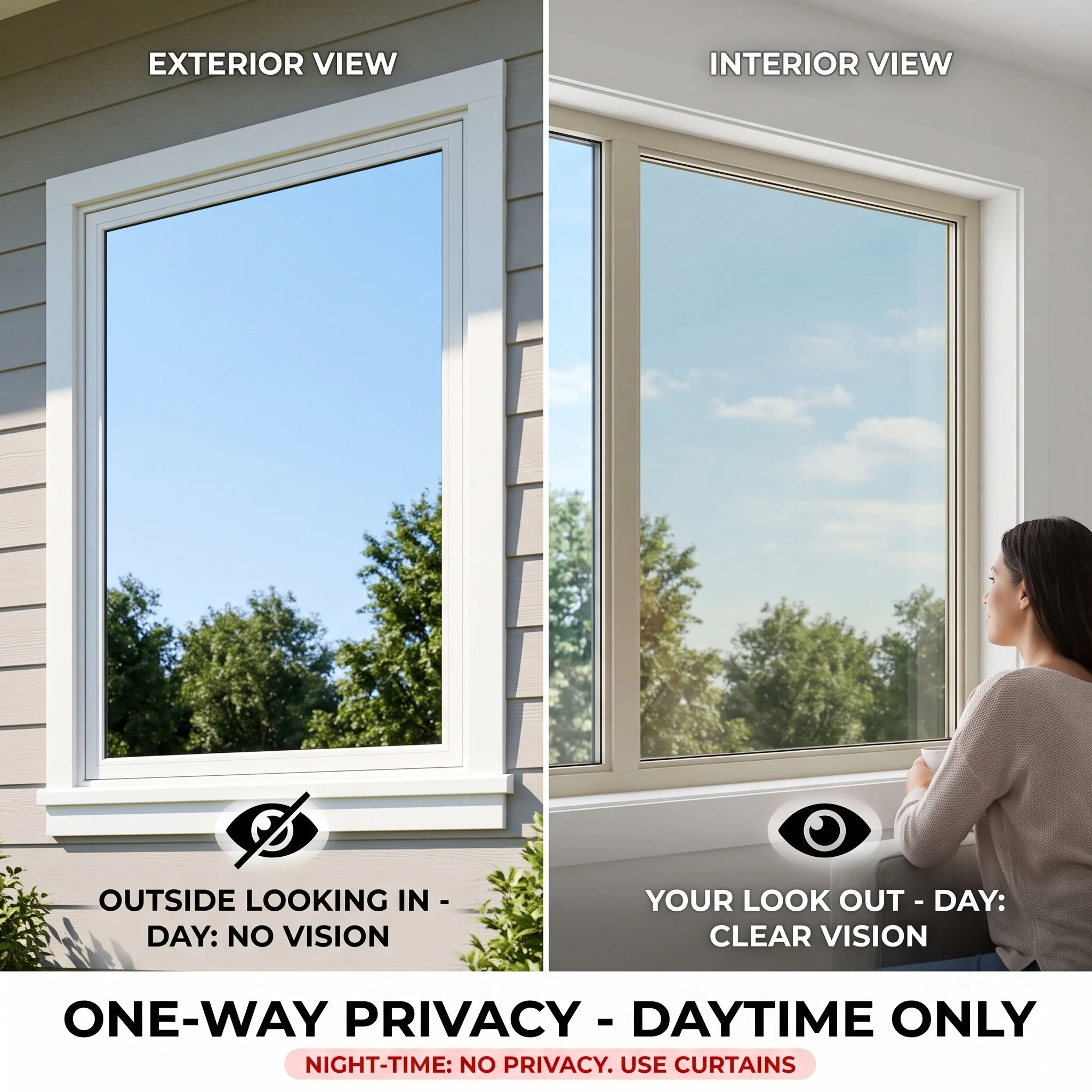 Gold Exterior Silver Interior Static Cling One Way Mirror Window Film Heat Control UV Blocking Non-Adhesive Privacy Tint