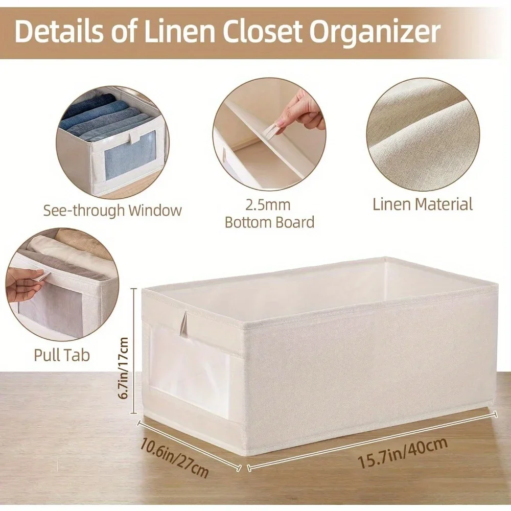 

Large Visible Window Clothing Storage Box Foldable Home Wardrobe Sorting and Organizing Box, Lightweight Underwear Storage Box