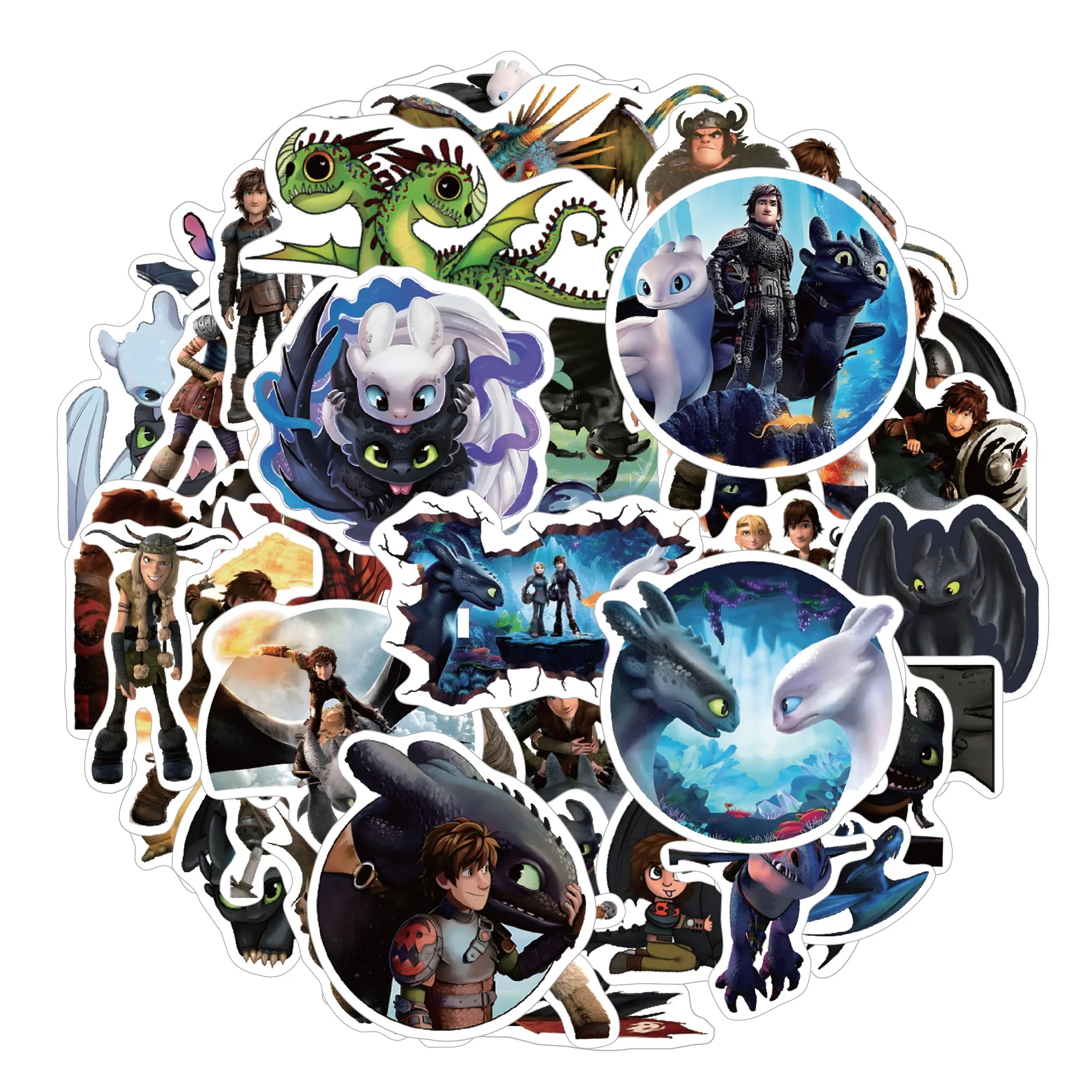 53PCS Cartoon Cute Toothless How to Train Your Dragon Stickers DIY Decoration Suitcase Scrapbooking Phone Laptop Stationery Toy