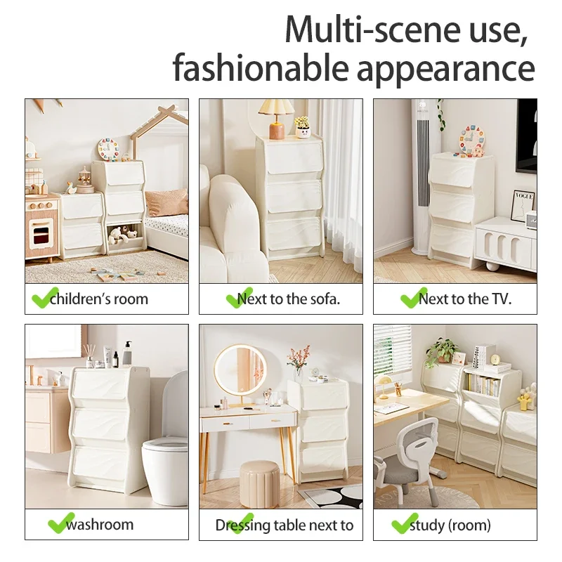 Conjunto de muebles de dormitorio con plataforma superior grande, armario de juguetes para niños, estante de almacenamiento de ropa de plástico, almacenamiento organizativo