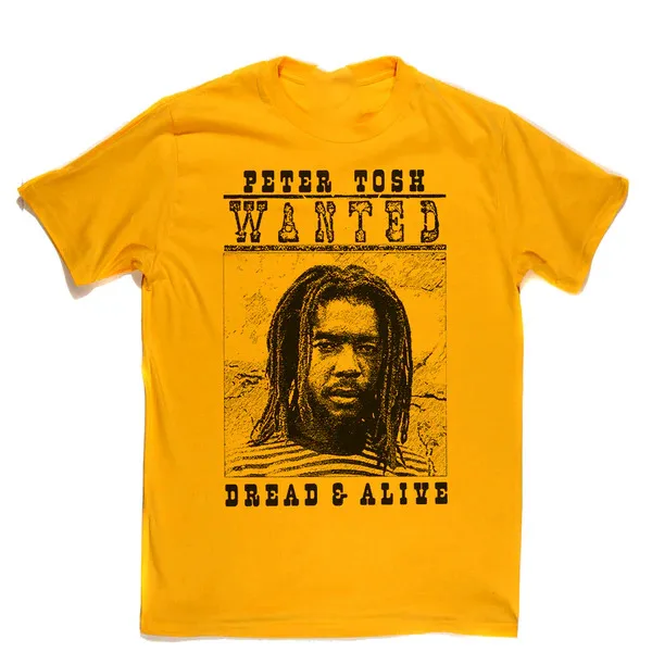 Peter Tosh Wanted Dread And Alive T Shirt Yellow Classic Size S-5XL EE1359