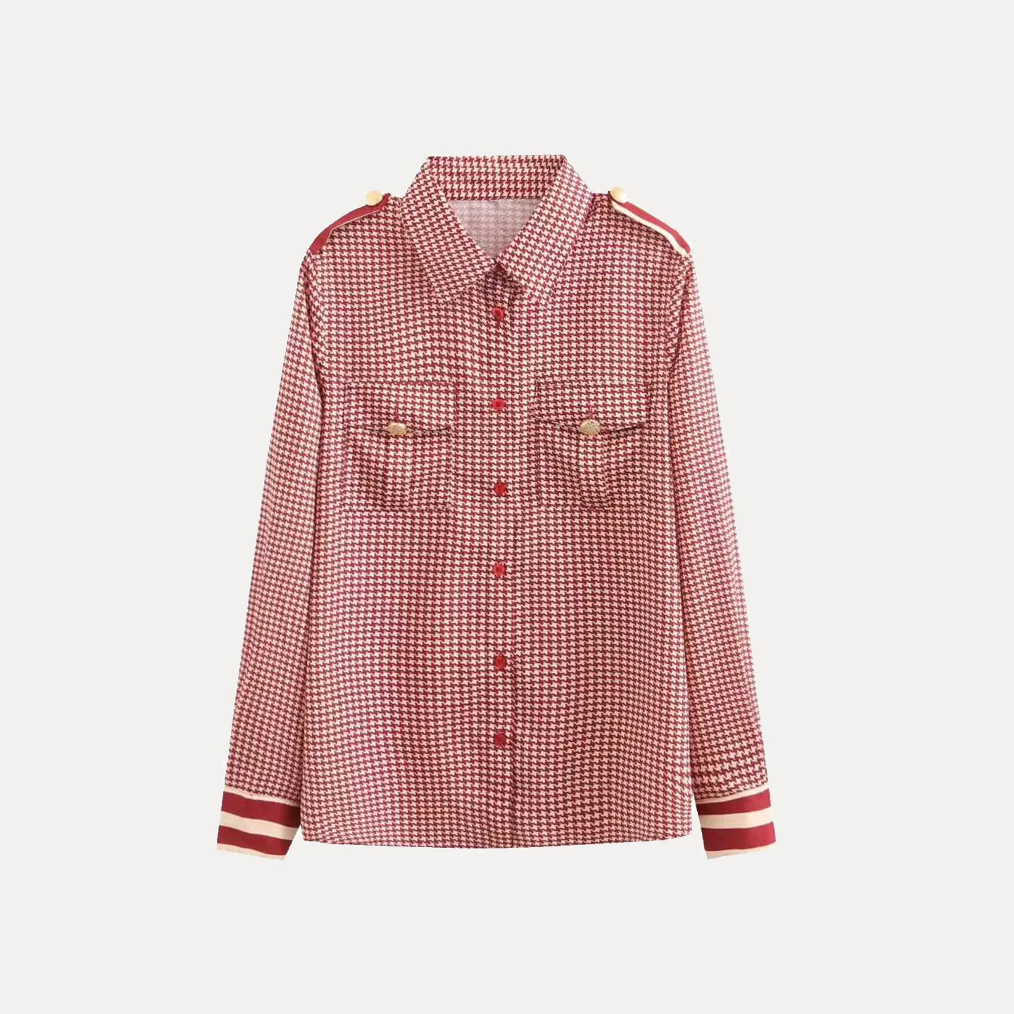 

2025 Winter New Women's Faion Personali Match All Red Plaid Splicing irt European Sle Long Sve Girls irt