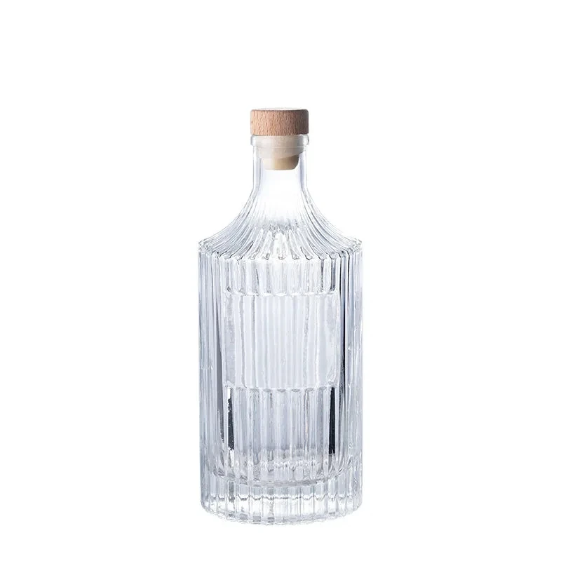 500ml Diamond-Shaped Small Wine Bottle with Cork Stripes Whiskey Brandy Vodka Shochu Fruit Wine Hip Flask Decanter