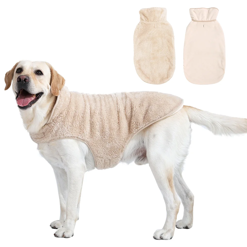Warme Fleece-Haustierkleidung für den Winter, wendbarer Hundemantel mit Leinenloch, weicher großer Hundemantel für kleine große Haustiere, Labrador-Jacke