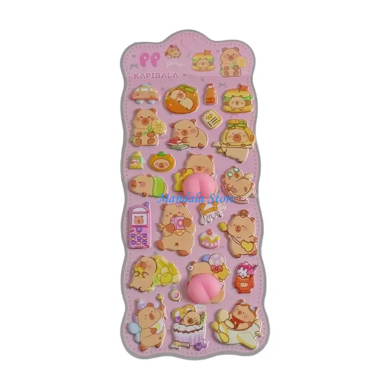 U2JC Sticker Sensory Fidgets Toy Animal Squeeze Toy Decorative Sticker Gift