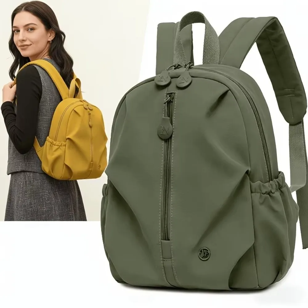 New Large Capacity Women's Backpack Multi-compartment Solid Color Laptop Backpack Nylon Lightweight Travel Backpack