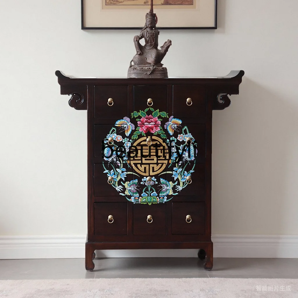 

Chinese Style Painted Medicine Cabinet Solid Wood Entrance Furniture Solid Wood Decorative Storage Cabinet Vintage