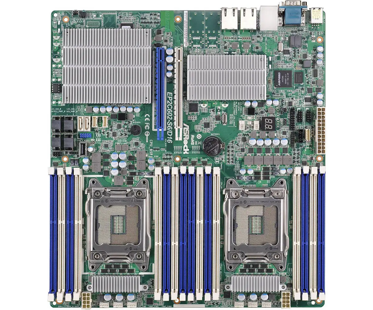 ASROCK EP2C602-S6/D16 Server Motherboard Intel C602 16xDDR3 LGA2011 SSI EEB Supports Xeon E5-1603 E5-2640 E5-4610 V2 CPU