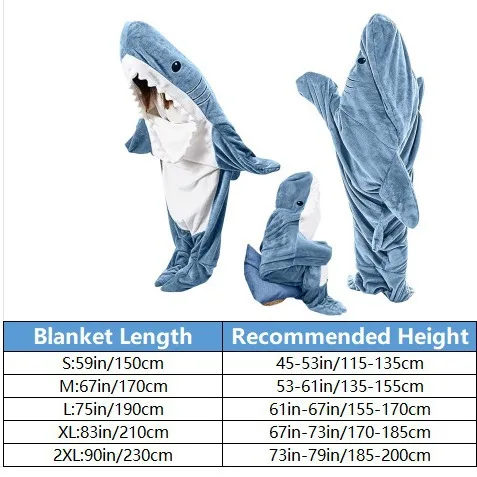 New Shark Sleeping Bag Sand Sculpted Shark One Piece Pajamas Flannel Blanket Wearable Shark Blanket Homewear Casual Cozy Pajamas