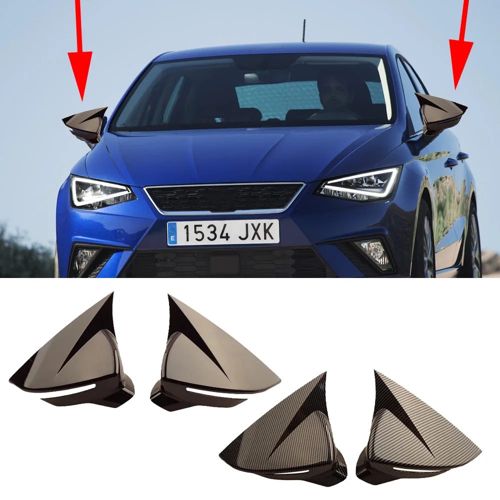 

ABS Carbon Look OX Horn Styling Car Mirror Cover Car Rearview Mirror Caps For Seat IBIZA FR MK5 2017 2018 2019 2020 Accessories