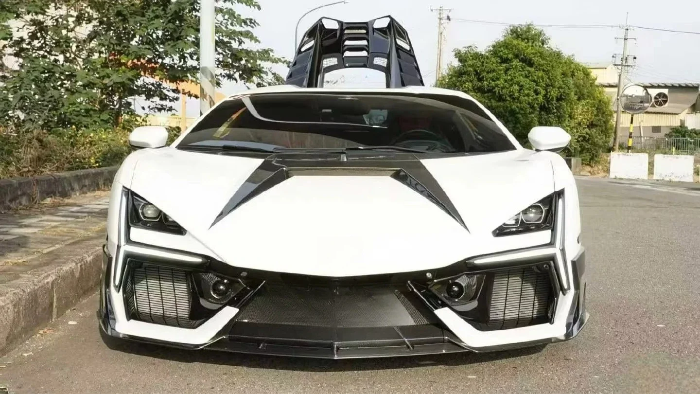 KQX New Style Dry Carbon Fiber Car Bodykit for Revuelto Upgrade MSY Style Front Lip Rear Diffuser Side Skirts Hood