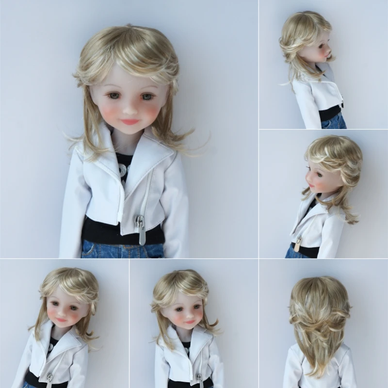 JD696 7-8inch  8-9inch  1/4 1/3  MSD SD DOD Handsome Youth Hair Slight Curled Wolf Tail Long Layer Synthetic Mohair BJD Doll Wig