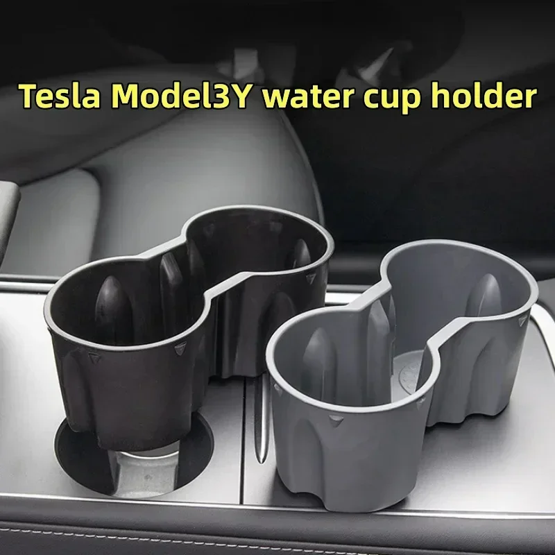 For Tesla Model 3 Highland 2024 Water Cup Holder Insert Center Console Organizer TPE Storage Box Newest Model3 Car Accessories