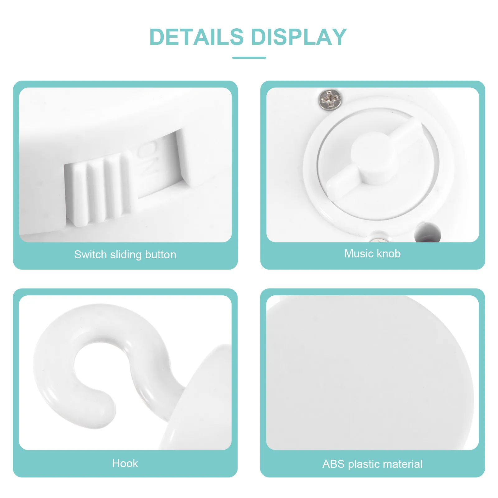

1Pcs Music Box Baby Mobile Holder White 8x3.5x3.5cm Rotating Hook DIY Crib Bed Nursery Movement Plunger Hook Winding