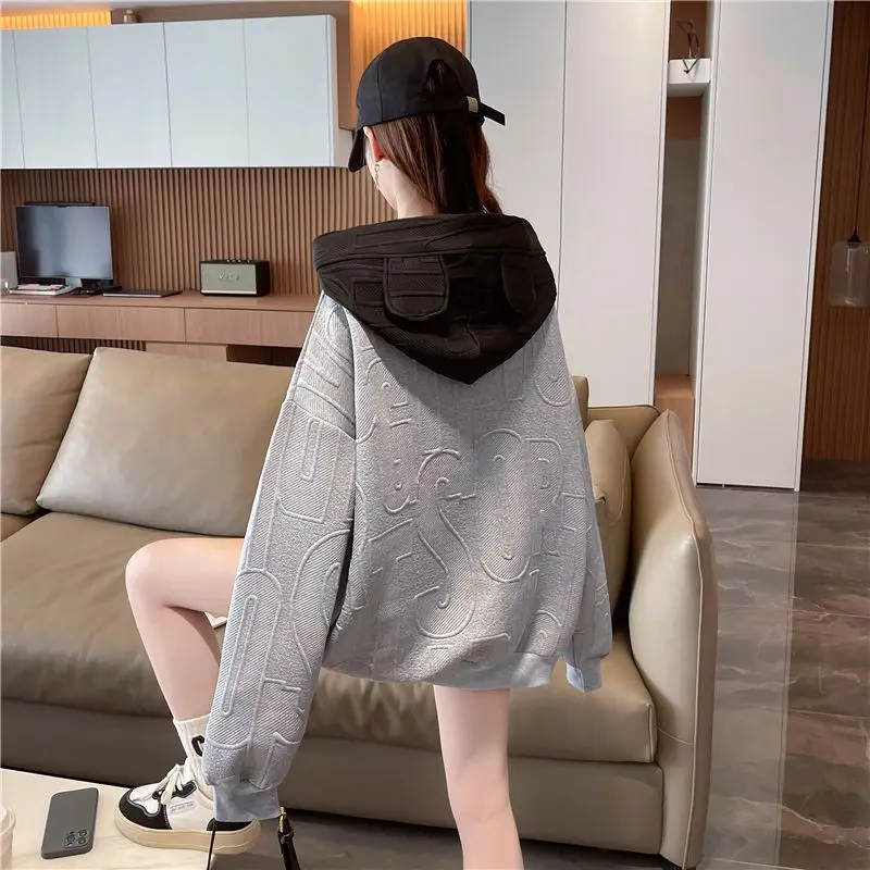 Pullovers Baggy Women\'s Sweatshirts Spring and Autumn Loose Female Top Long Apricot Coat M Kpop on Promotion Youthful Clothes E