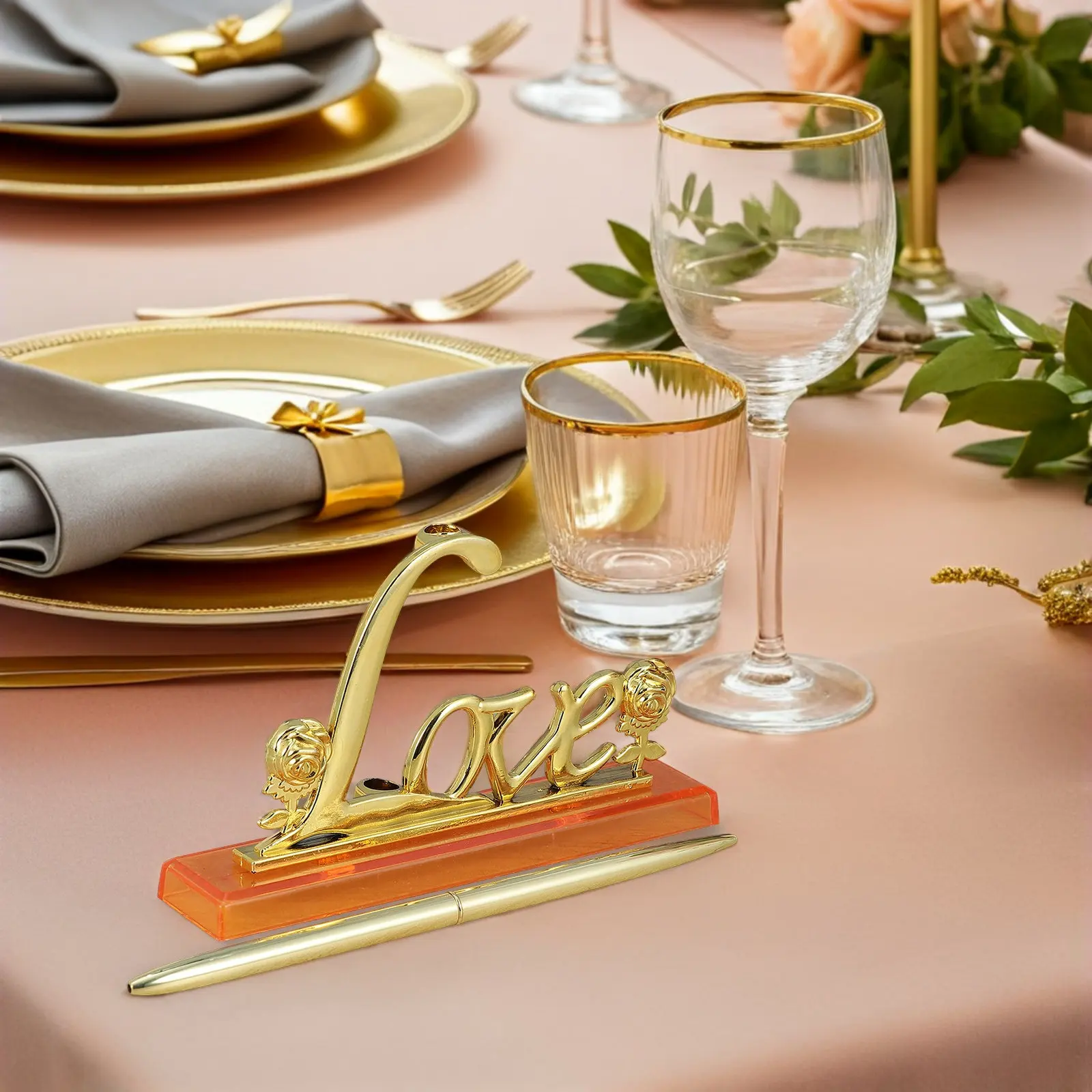 Engagement Pen Wedding Guest Book Elegant Golden for Signing Bridal Shower Favors Reception