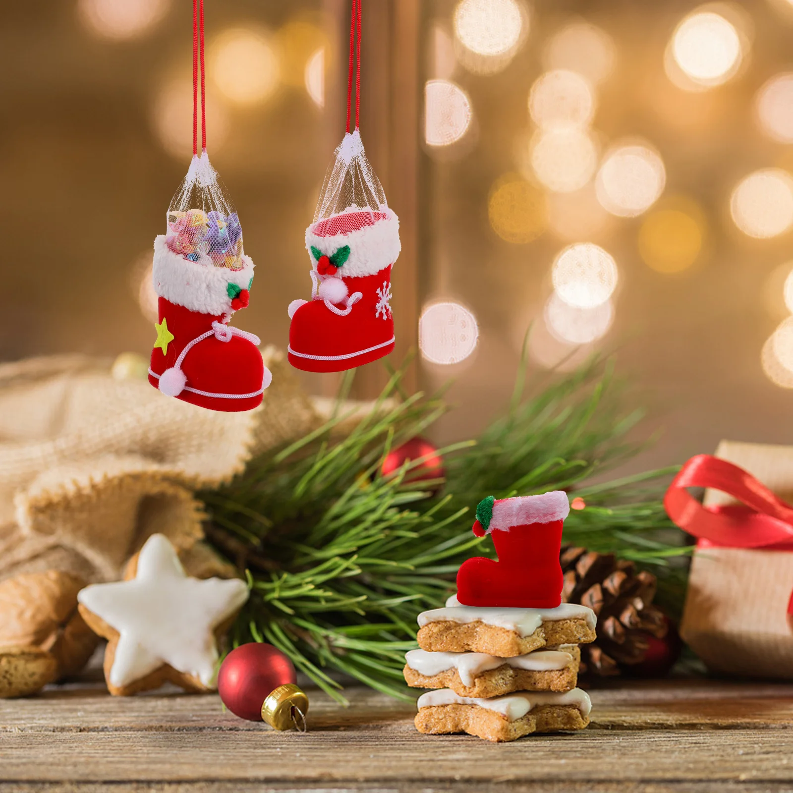

6Pcs Christmas Candy Shoes Holder Creative Holiday Decoration Gift Candy Boots Christmas Decor Santa Claus Gift Boots