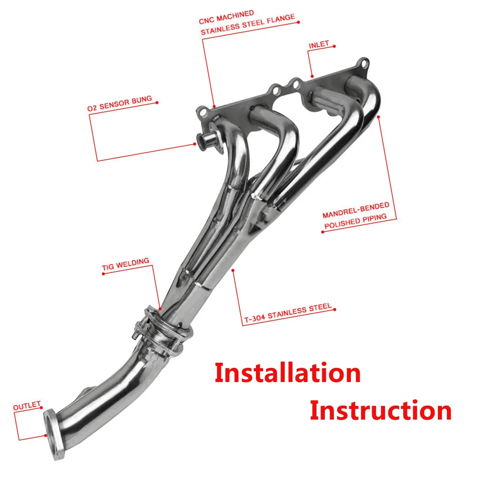 Tri-Y Exhaust Manifold Performance Header For Toyota Tacoma 95-01 2.4L 2.7L L4