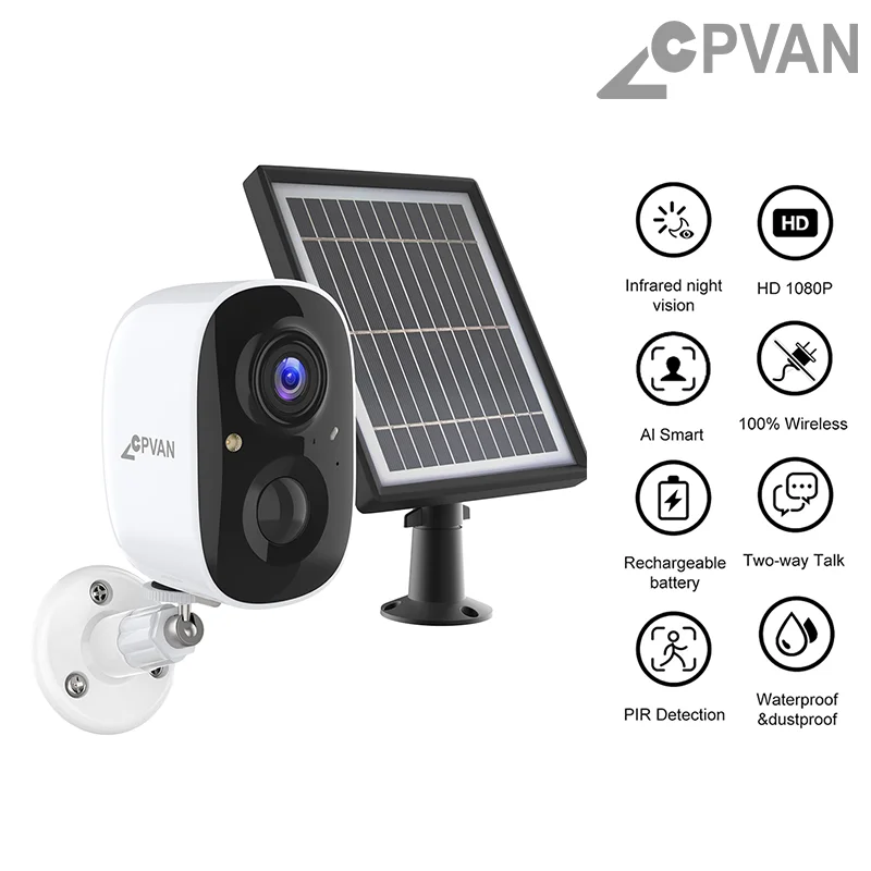 Cpvan Draadloze 2.4G Wifi Ip Camera Hd 1080P Outdoor Cctv Bewakingscamera Waterdicht Ai Smart Nachtzicht Video Monitoring