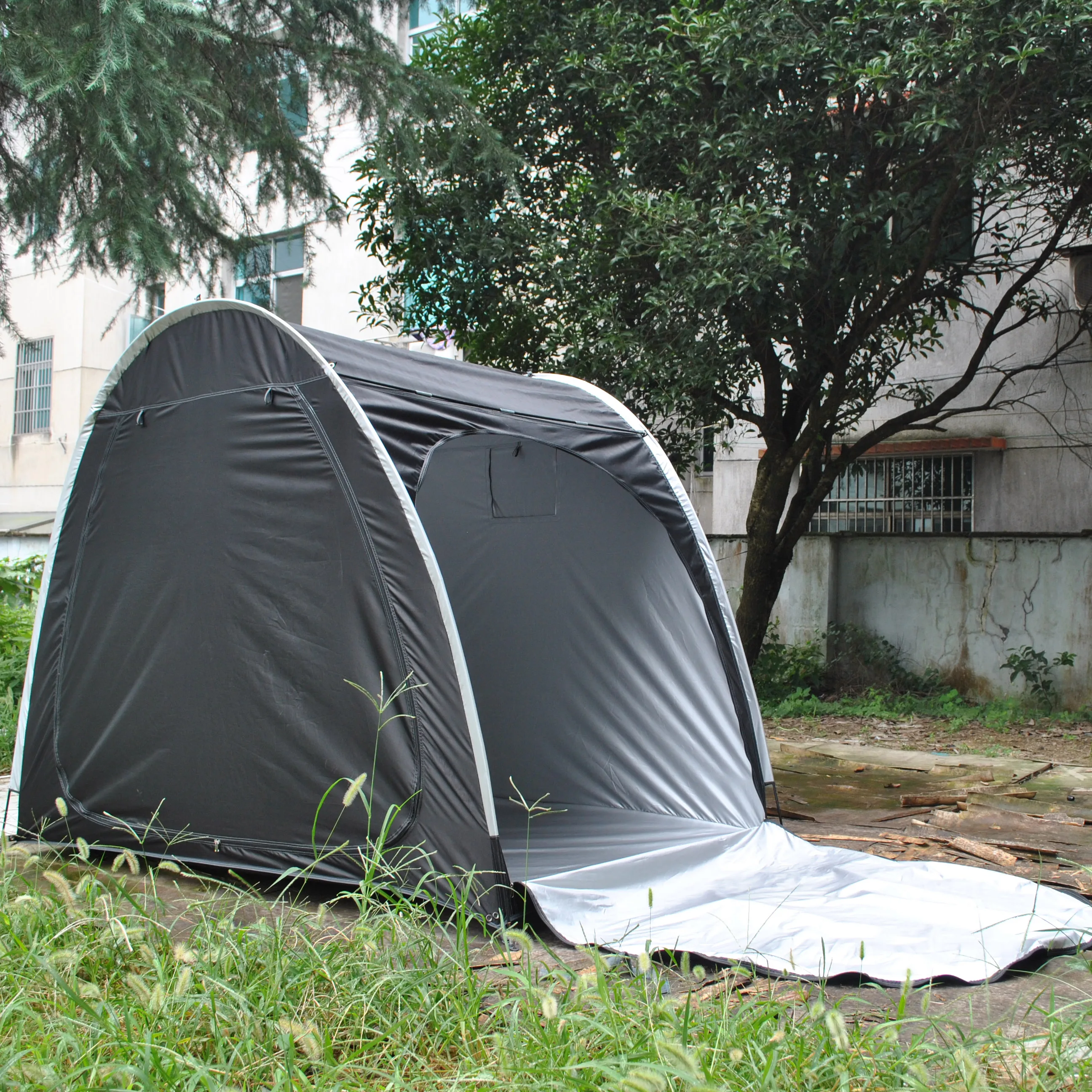 

Sunproof, waterproof, double layered, double doors can accommodate 4 bicycles, motorcycles tents,storage camping equipment