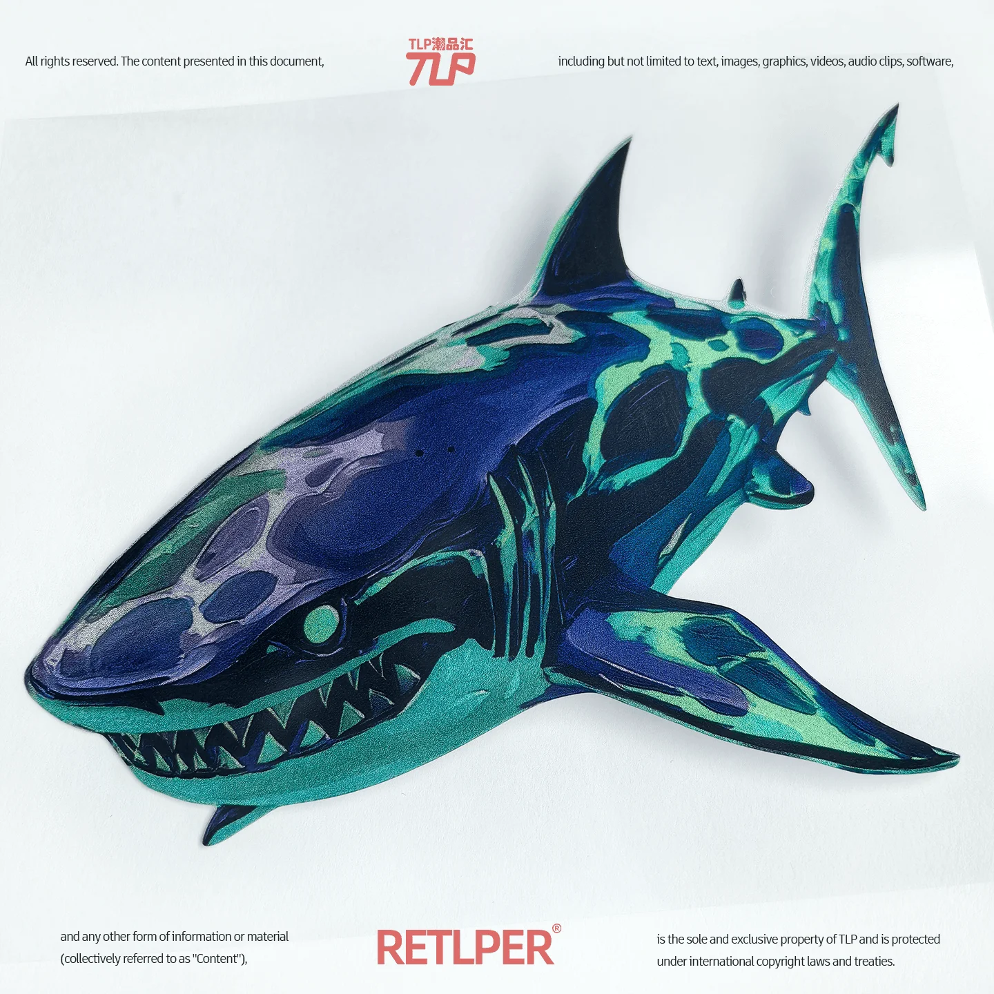 Retlper Hollow-Out Car Sticker Original Green Shark Sea Predator Graffiti Waterproof Flat Decorative Sticker for Cars and Motos