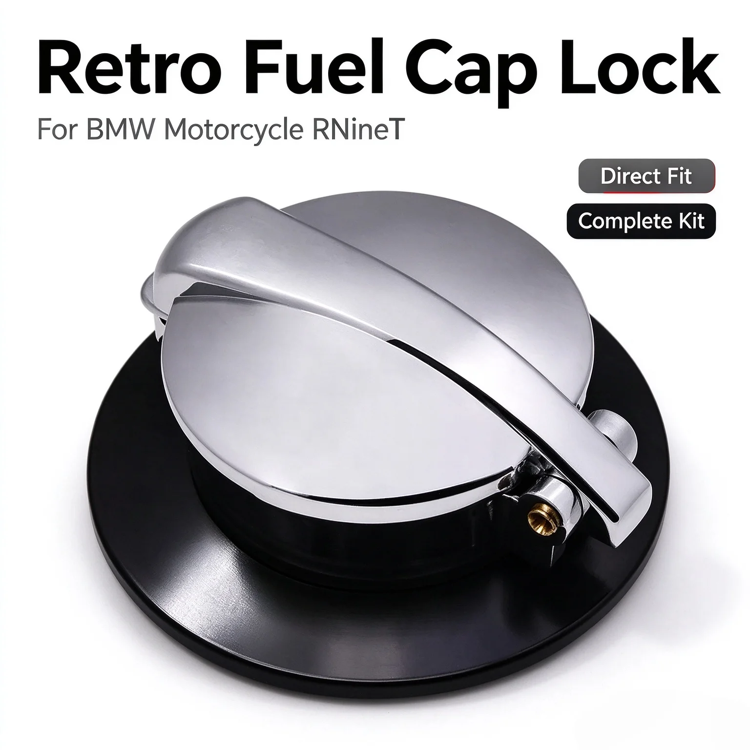 Suitable for BMW: Modified retro-style latte-themed custom fuel cap lock with quick-release mechanism