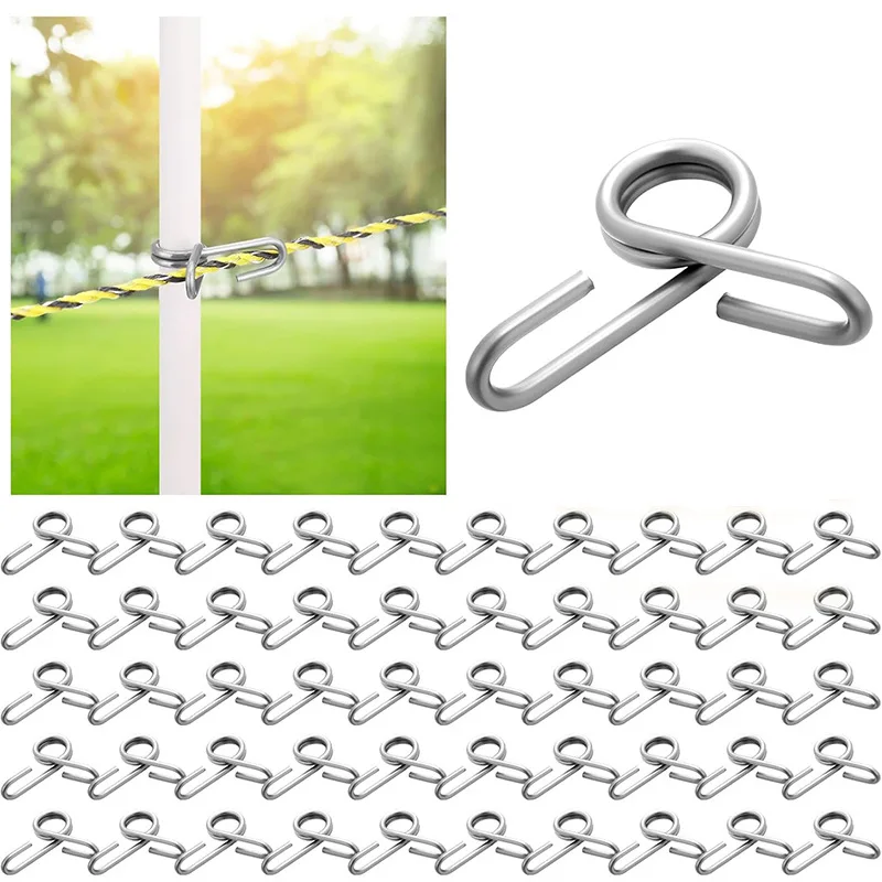 Stainless Steel Electric Fence Wire End Insulator Clip, Fits 3/8 Inch Round Fiberglass Fence Post