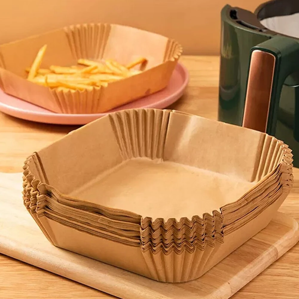25/50pc  Air Fryer Disposable Silicone Tray For Easy Cleaning Suitable For Round Pizza Grill Pan Mats Air Fryer Baking Accessori
