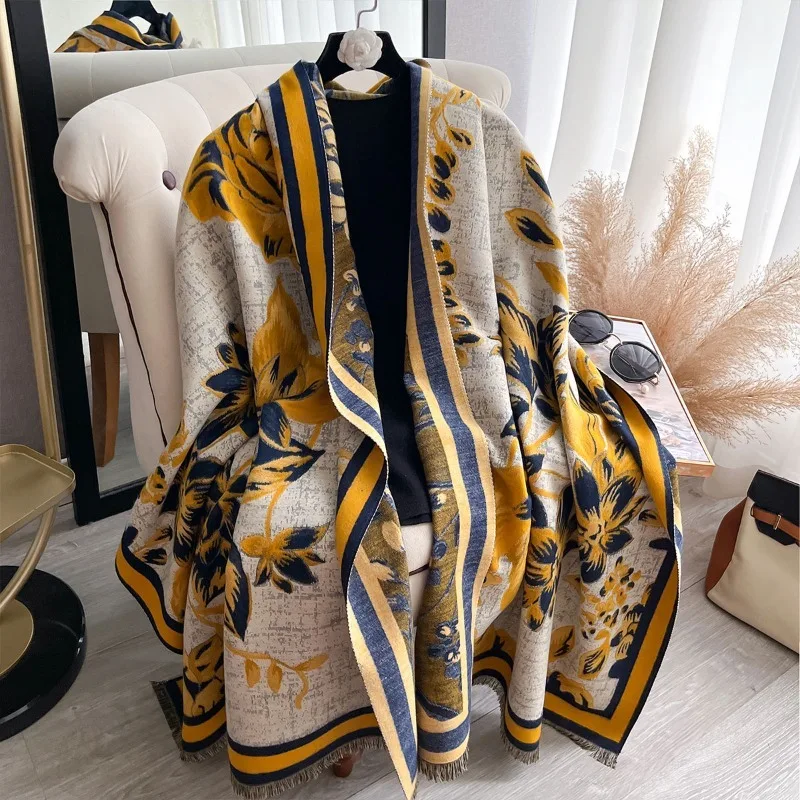 

Новый модный шарф в корейском стиле с принтом, имитация кашемира, для женщин, универсальный, для студенток, зимний, толстый, теплый, двусторонний, шаль-накидка.