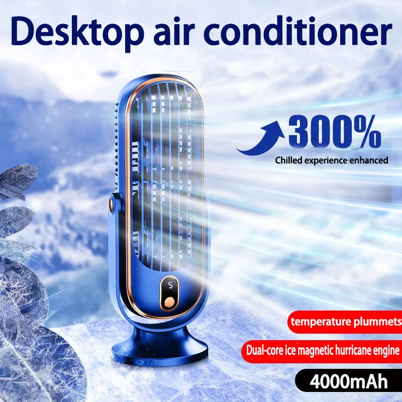 

4000mAh Electric Desktop Fan Portable Air Conditioner USB Rechargeable Air Cooling Fan 5 Speeds Portable Mini Fan for Room Fans