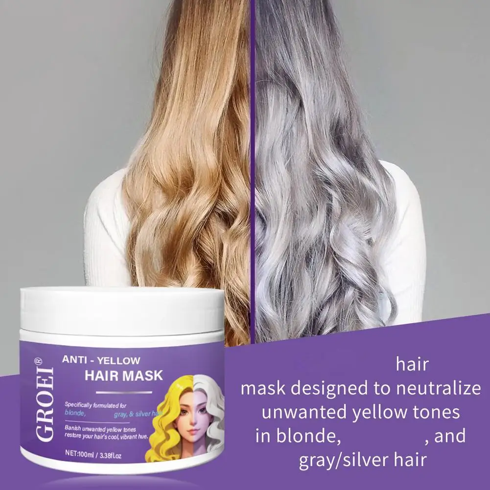 

100g Purple Conditioner for Hair Repair for Damaged Hair Treatment Yellowing Removal Brassy Hair Toner Purple Keratin Hair Mask