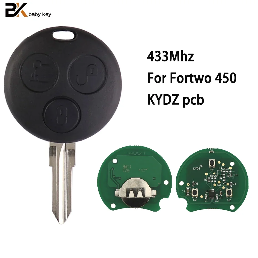 

KYDZ for Smart Fortwo 450 Forfour 451 Roadster City Coupe Cabrio 1998-2006 433MHz Mercedes Benz MB Remote Car Key