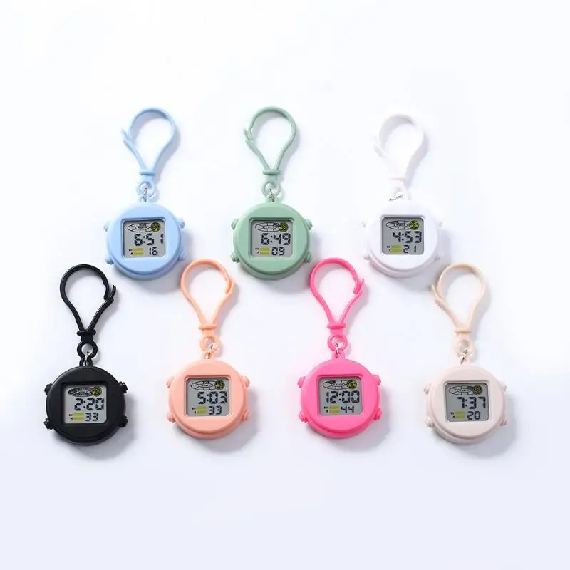 Keychain Digital Watch Anti Drop Large Screen Backpack Clip Pocket Clock For Student Exam Daily Time Record Small Gifts