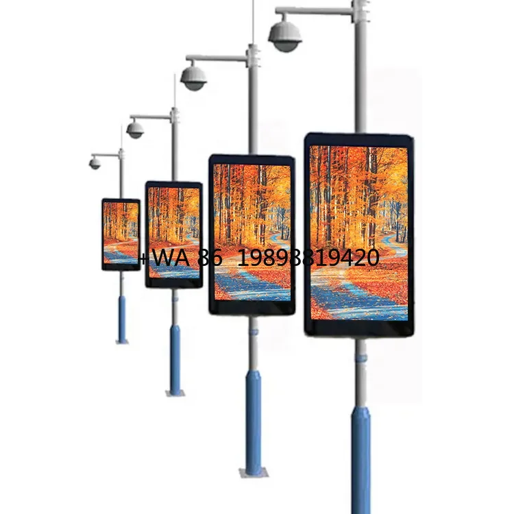

Waterproof Outdoor P4 Wifi 3G 4G Wireless Street Light Lamp Pole Post LED Display Screen for Advertising