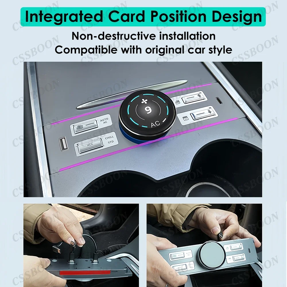 CSSBOON LCD Intelligent Control Expansion Dock Station for Tesla Model Y 3 Highland Function Knob Physical Button AC Controller