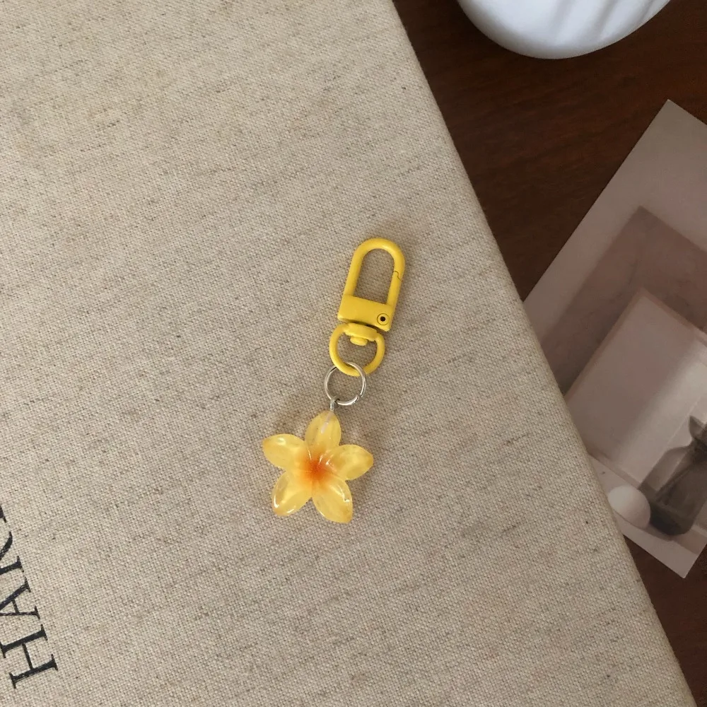 Cute Sweet Colorful Flower Keychain Hanging Jewelry Pendant Rope Decoration Car Key Ring Resin Mini Keychain Student