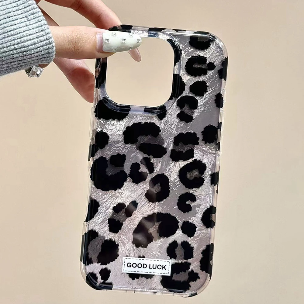 Retro Black Leopard Print Pattern Women Phone Case for iphone 16 15 14 7 8 Plus 13 11 12 Pro Max X XS XR SE 2022 2020 16e Cover