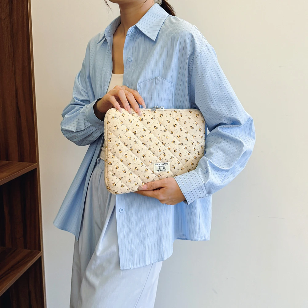 

Чехол для ноутбука с цветочным принтом, стеганый, защитный, милый, для ноутбуков и планшетов 11-15 дюймов