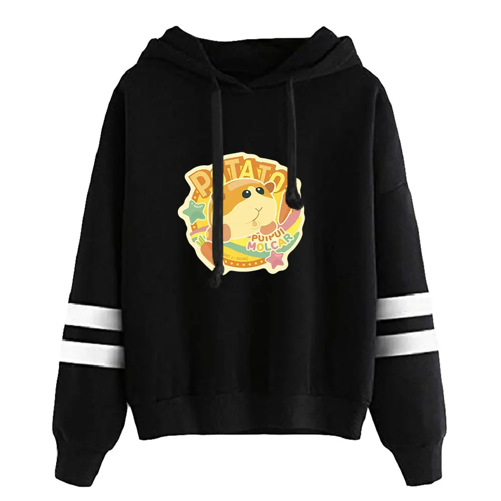 Pui Pui Molcar Sweatshirt lengan bar paralel Unisex, pakaian Anime Jepang Hoodie Wanita Pria