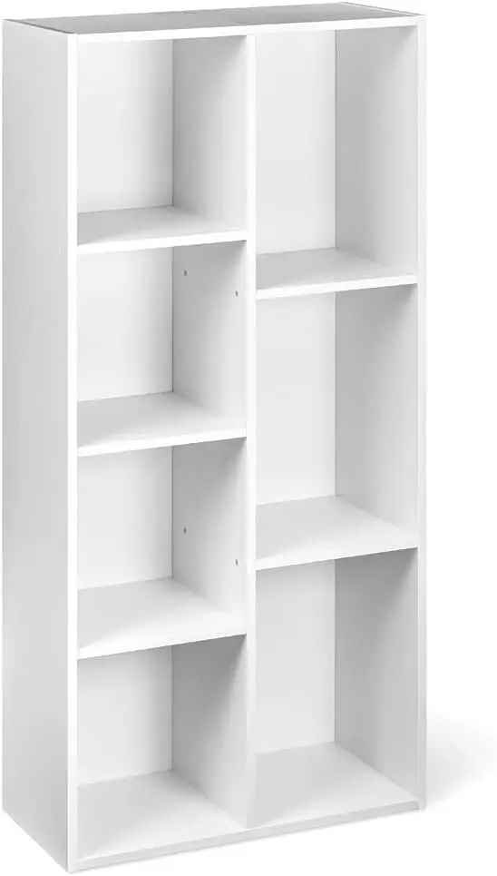 7 Cube Organizer Bookcase Shelf, Storage for Home and Office, 9.25D x 19.49W x 41.73H, White