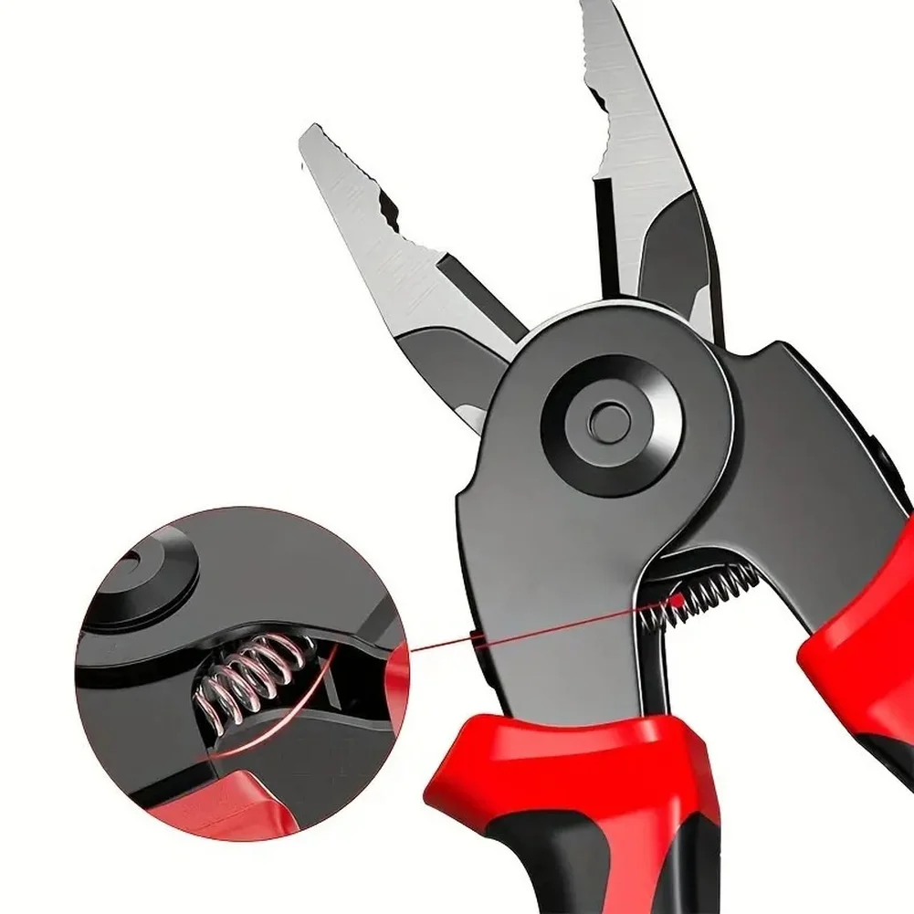 Red 5 In For Multi Tool Pliers Set With Interchangeable Heads For Wire Stripping Crimping Cutting Cable Electrician Hand Tools