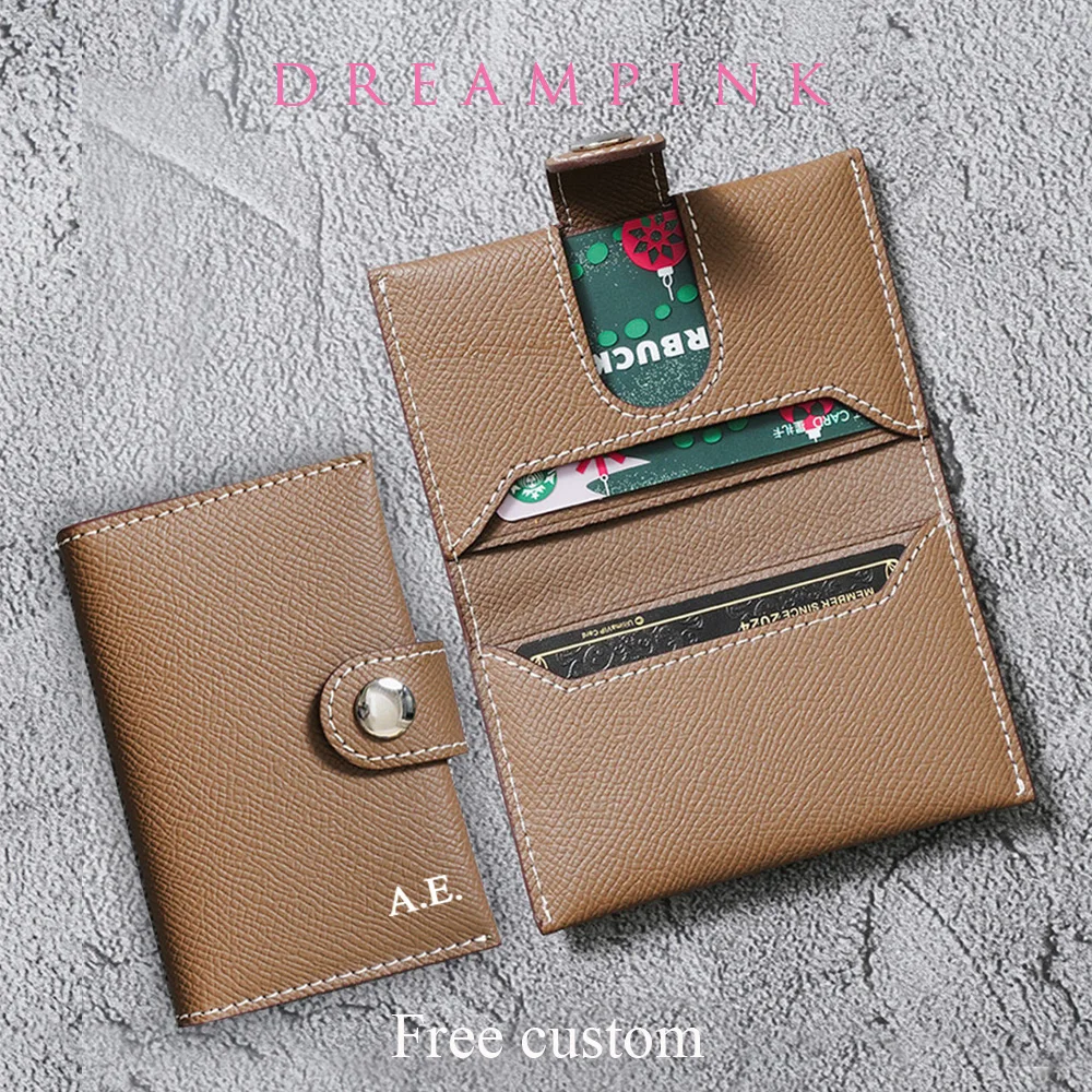 Luxury Designer Leather Card Wallet Personalized Initials EPI Saffiano Leather Credit Card Holder Custom Name Business Card Case