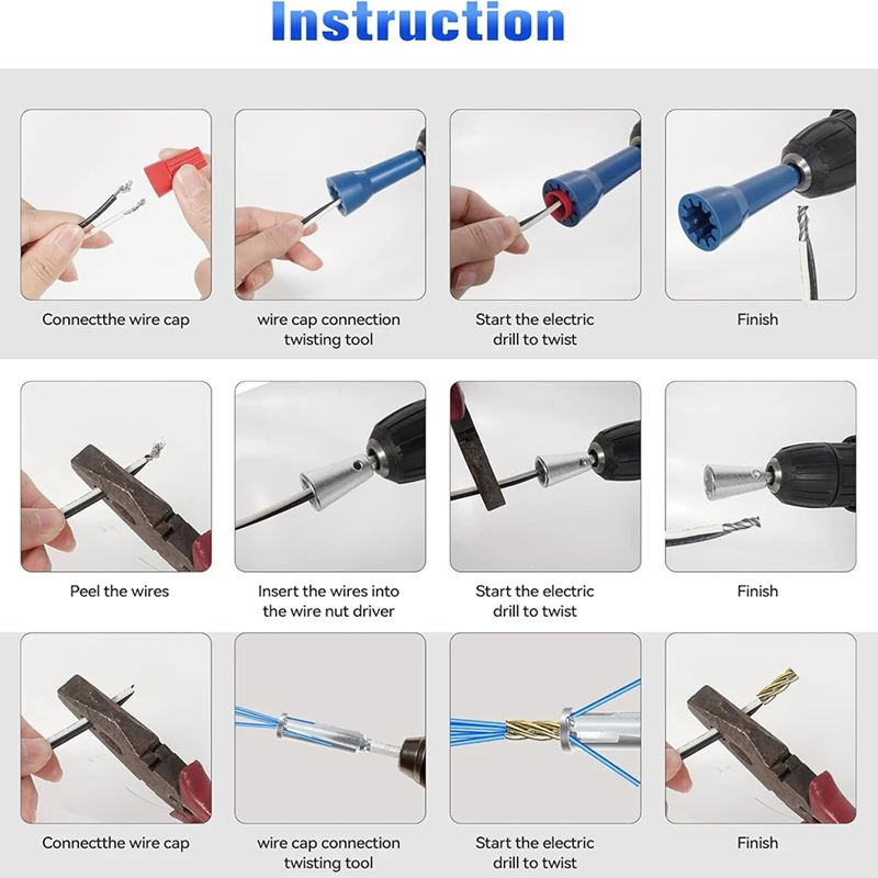 For Drills Wire Stripper Tool Connector Driver With 1/4 Inch Chuck Cable Quick Stripping And Twisting Tool