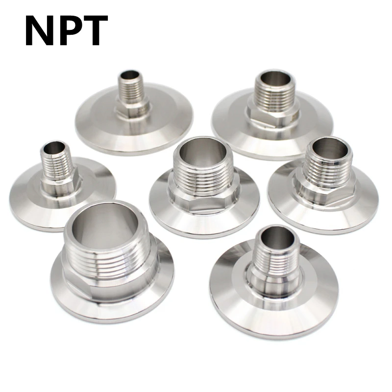 

1Pc 1/2 1/4 3/4 1" Npt Male Thread Adaptor Sanitary Stainless Steel Tri Clamp 25.4 50.5 64mm SS304 Pipe Fitting Homebrew Adapter