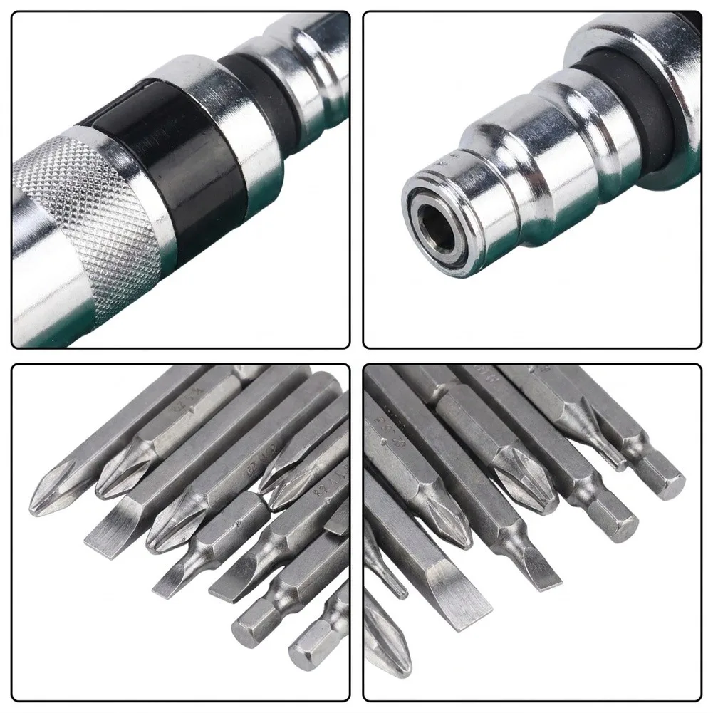 Manual For Impact Driver Set, 12-Piece Screw Extractor For Rusted & Broken Bolts, 45# Steel Hand Tool Kit With L/R Switch For