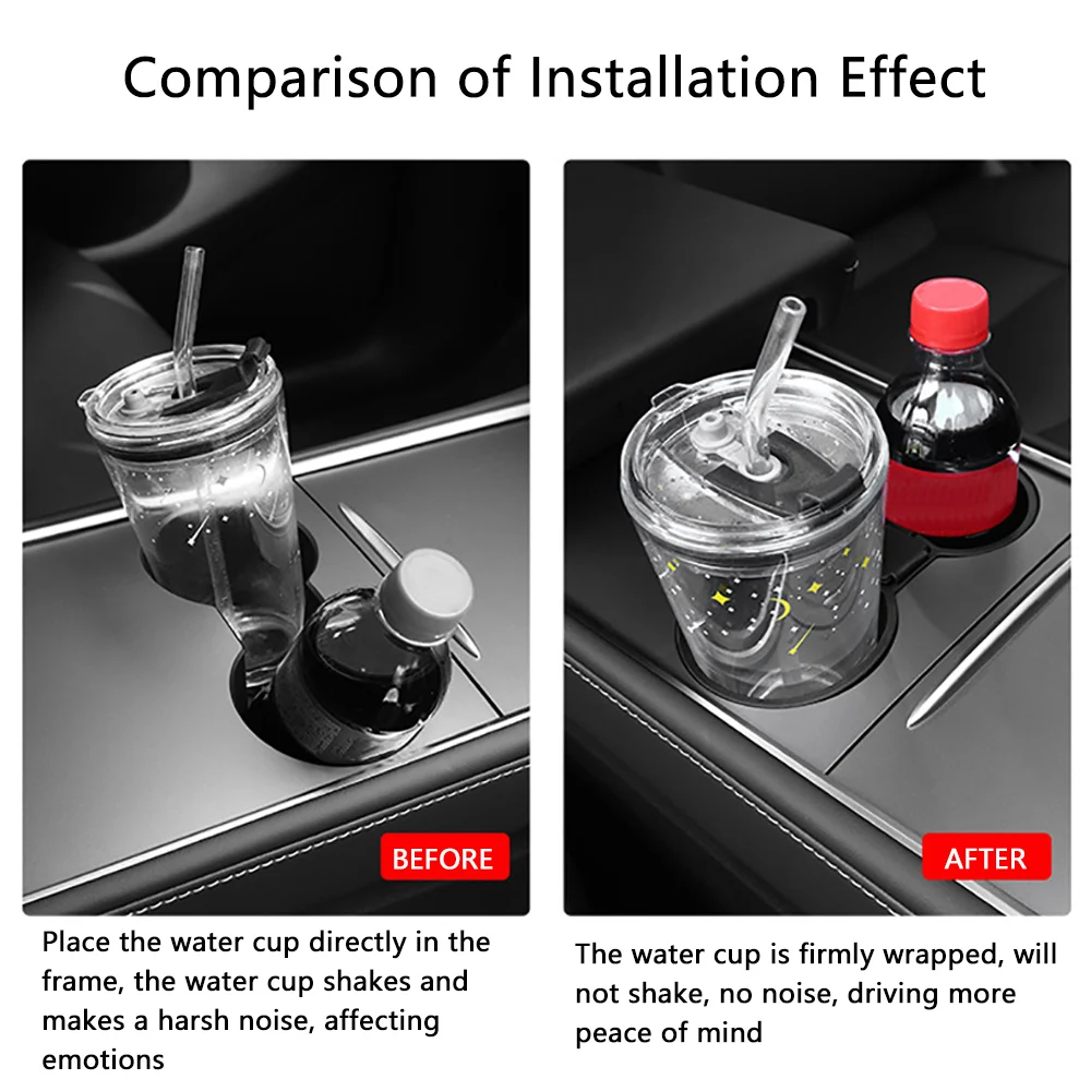 Per Tesla Model 3/Y 2016-2023 Portabicchieri nero per console centrale