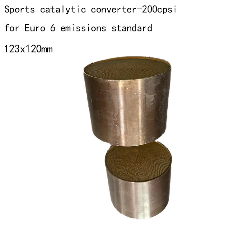 Металлический спортивный каталитический нейтрализатор с высоким расходом 123x120 мм, сотовый сердечник, подходит для высокопроизводительных спортивных автомобилей