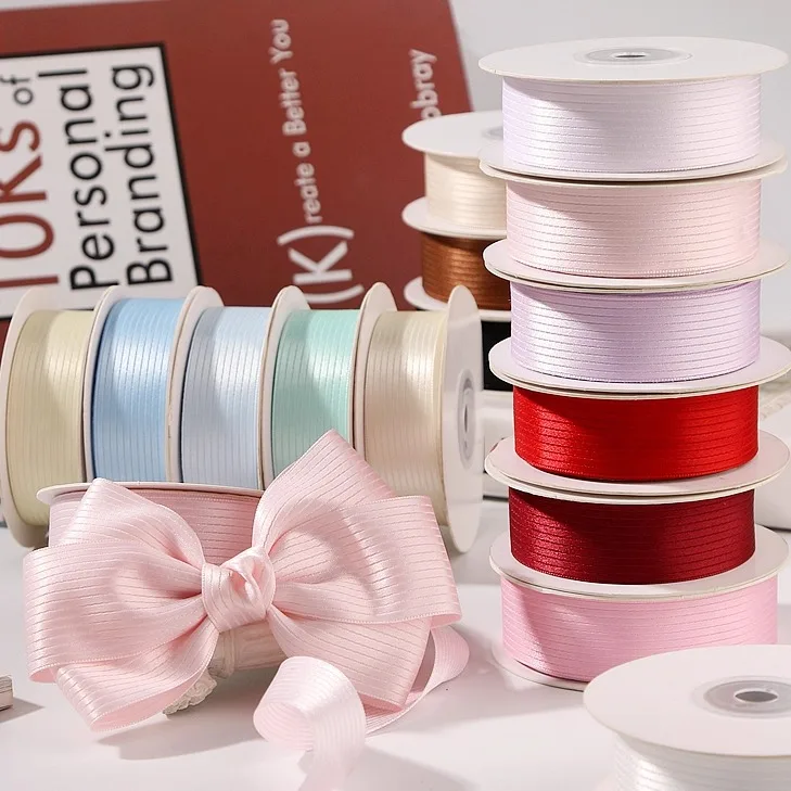 

Double-Sided iny Stripe Fabric Ribbon DIY Knot Hair Accory Doll Clothes Gift Paaging Lolita Clothing Material