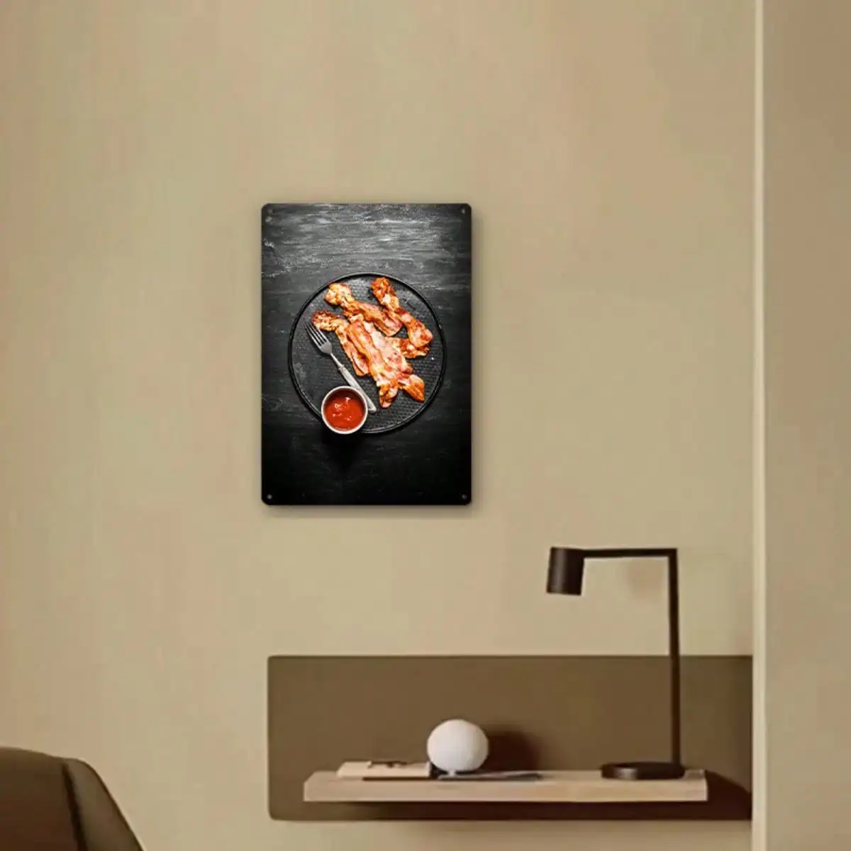 1PC Tin Sign Crispy Bacon - Kitchen/Dining Wall Decor, Delicious Food Art, 8x12in/20x30cm